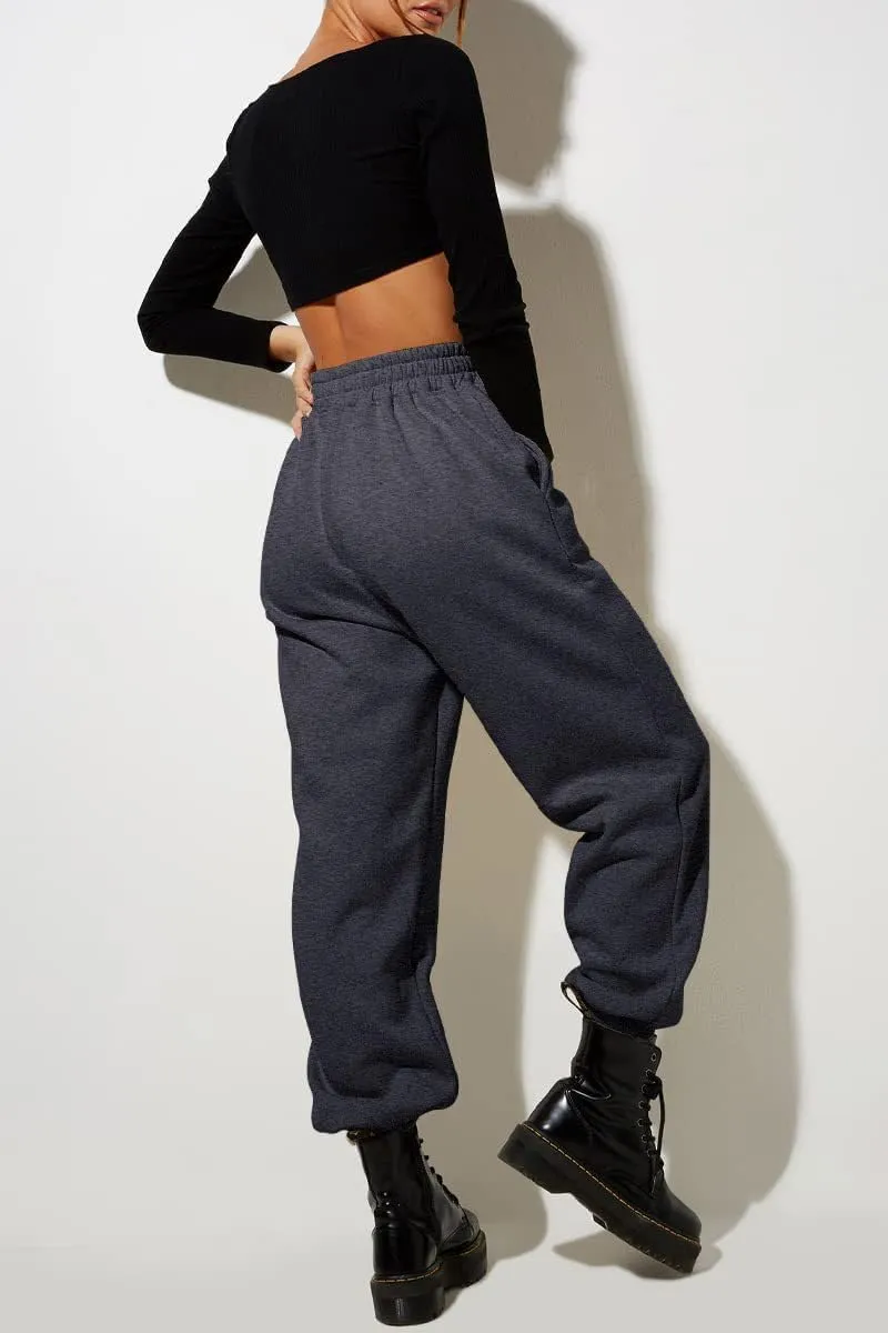 Womens High Waisted Jogger Pants Y2K Baggy Sweatpants with Pockets Cinch Bottom Lounge Casual Streetwear Trousers