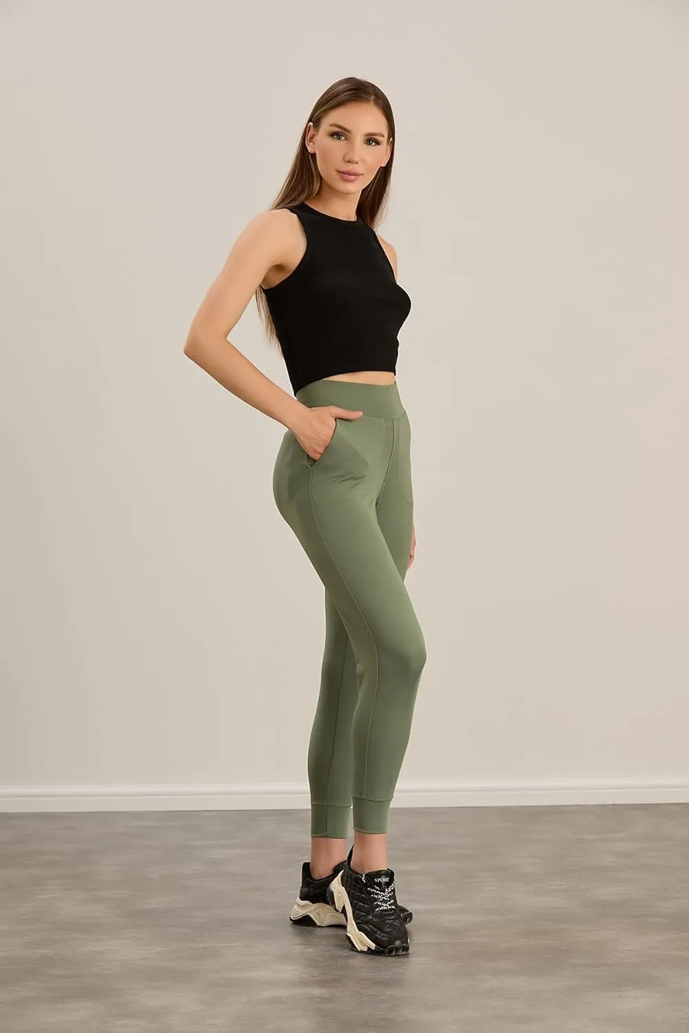 Women's Joggers High Waisted Yoga Pants with Pockets & Lightweight Athletic Leggings Set for Workout, Yoga, Running