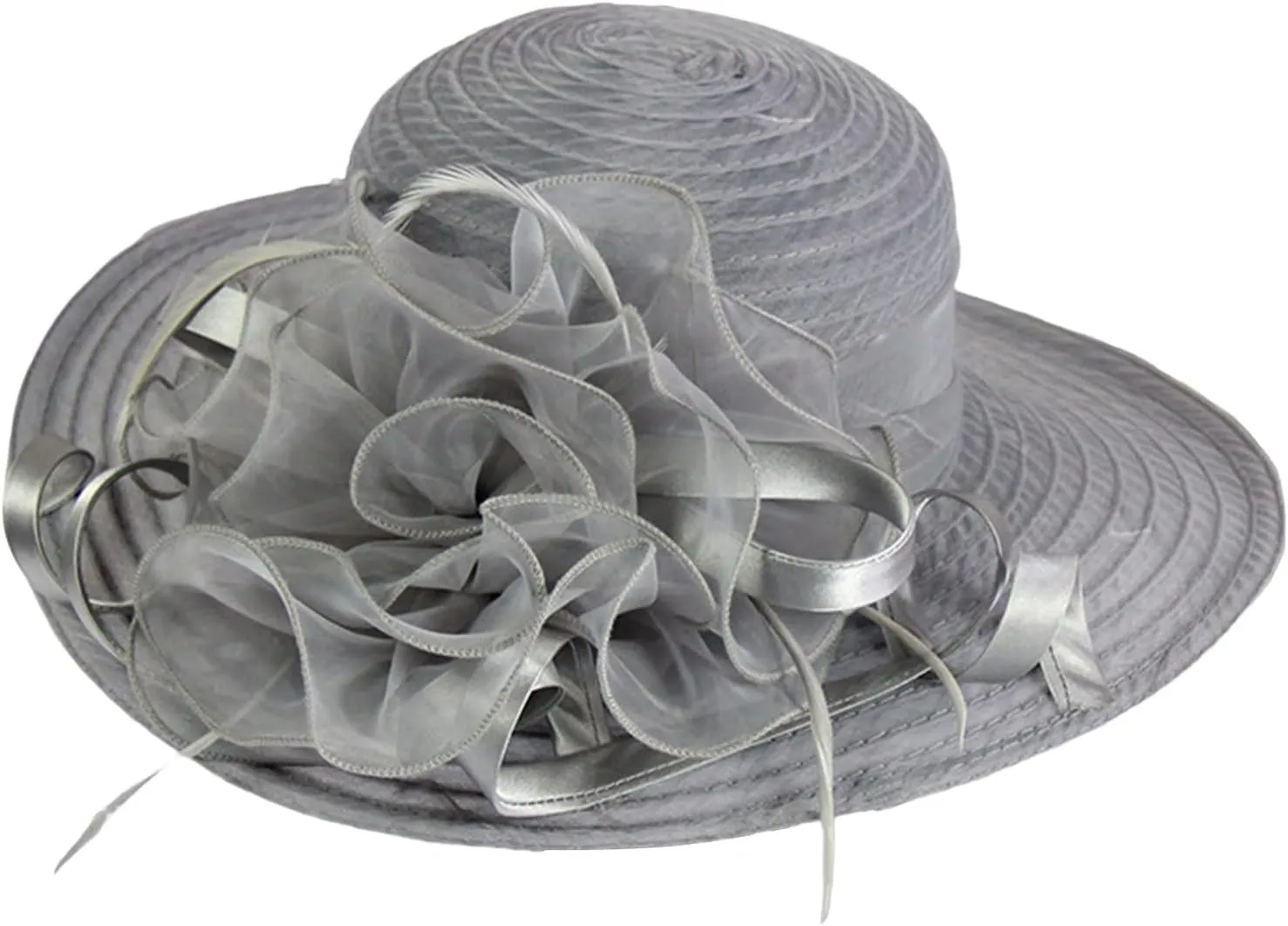 Women's Kentuck𝚢-Derby Church Dress Hat Wide Brim 𝚏 Flower Bridal Shower Hat Derby Hats for Women