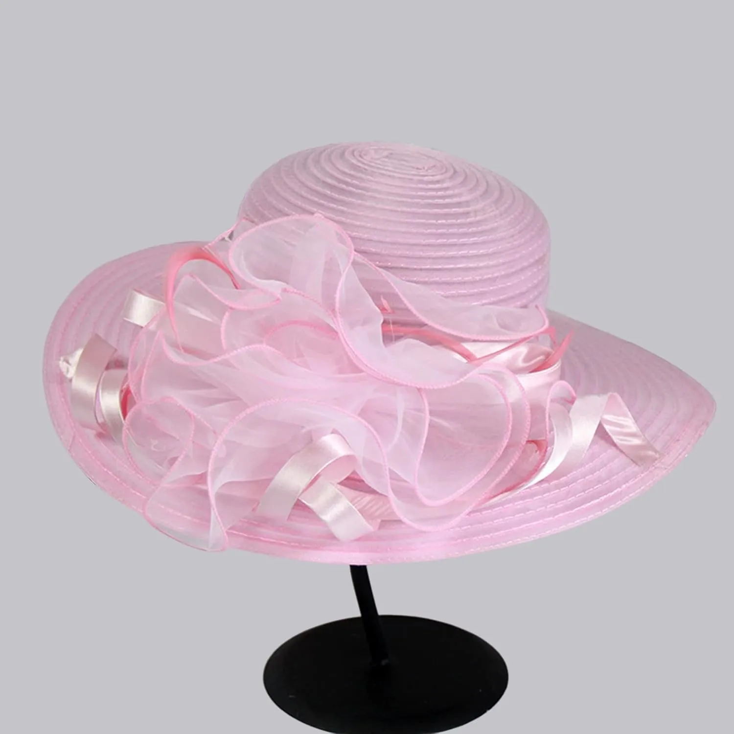 Women's Kentucky Hat Dress Hat Wide Brim Leaf Flower Bridal Beach Shower Hat Church Tea Wedding Fascinator Hat