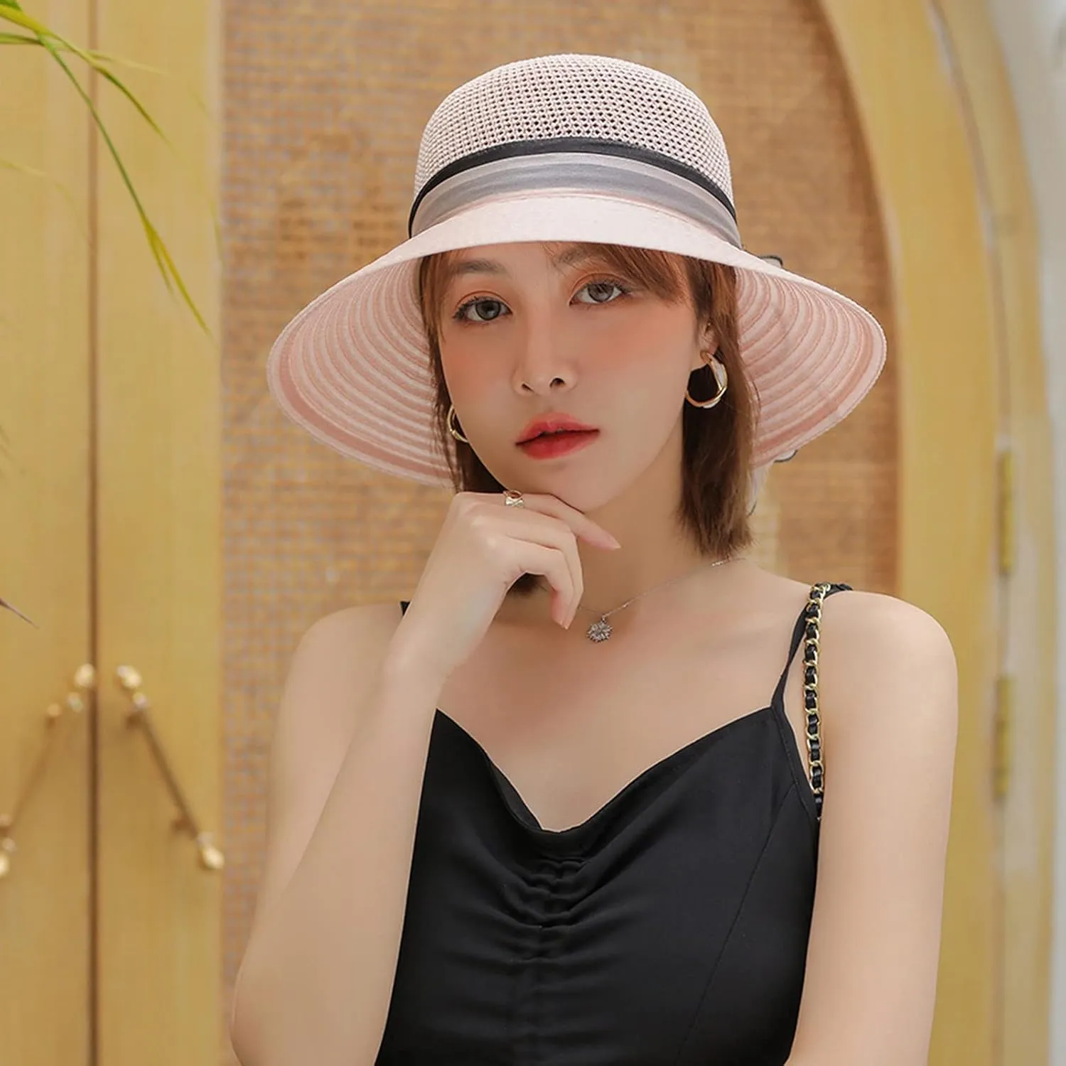 Women's Party 𝐊entucky Church 𝐃erby Hat Organza Sun Cap Ladies Flowers Fascinators Big Wide Brim UV Protection Hats