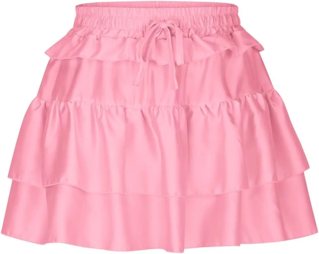 Women's Pleated Mini Skirt Layered Cake Short Skirts Fashion Travel Skirts Solid Comfy Skirts Sexy Lace Skirts