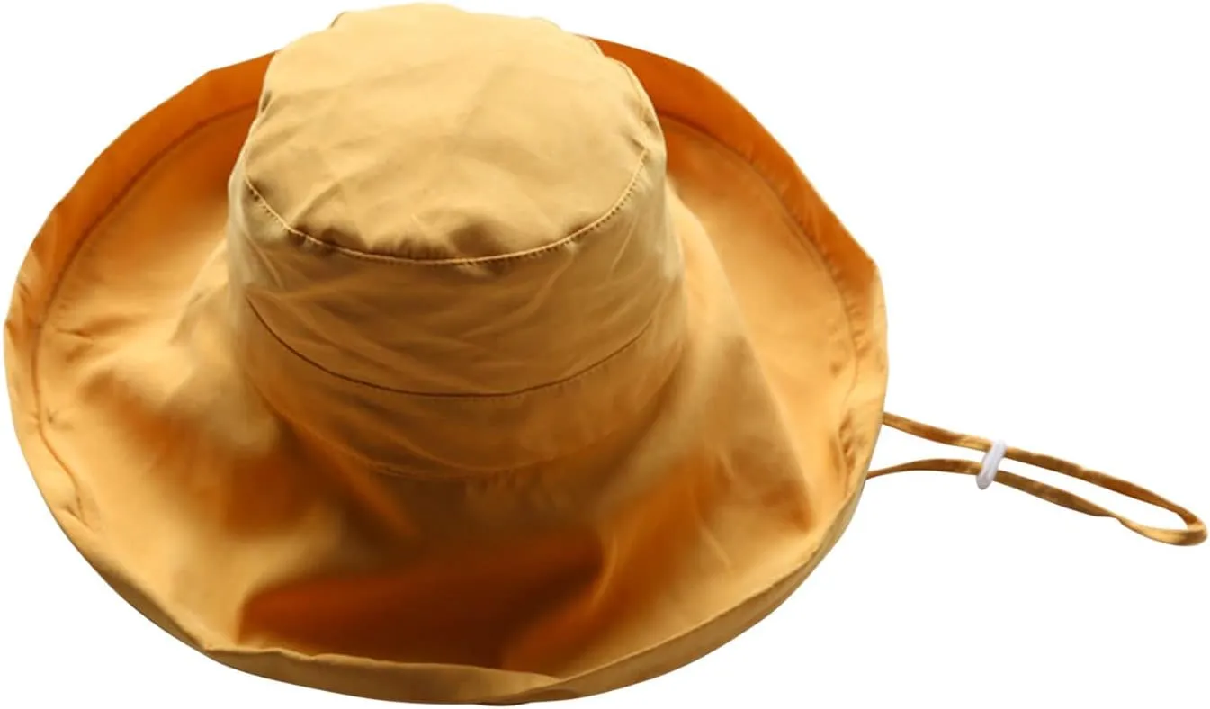 Womens Rollable Cloche Bucket Hats Cotton Wide Brim Travel Sun Hats Vintage Fisherman Cap UPF50  Packable Beach Hat