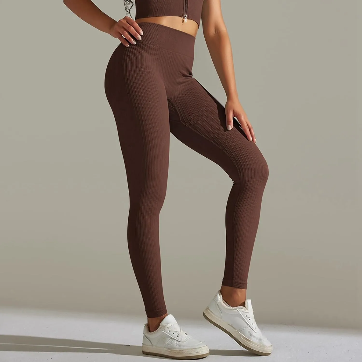 Womens Sporty Compression Leggings Trendy Seamless Yoga High Waist Yoga Pants Skimpy High Waisted Patterned Lift Gym