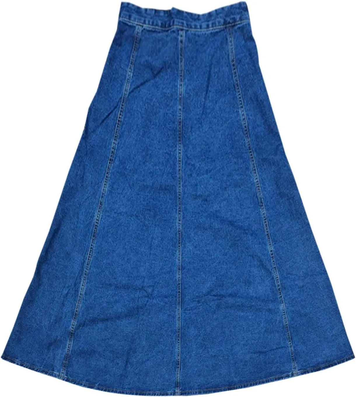 Women's Summer Casual Boho Denim Maxi Skirt High Waisted Button Fly A-Line Flared Pleated Vintage Jean Skirts
