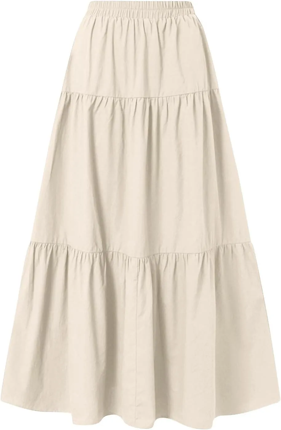 Women's Summer Flowy Swing Midi Skirts Boho High Elastic Waist Fake Drawstring Floral Print A line Casual Cute Skirt