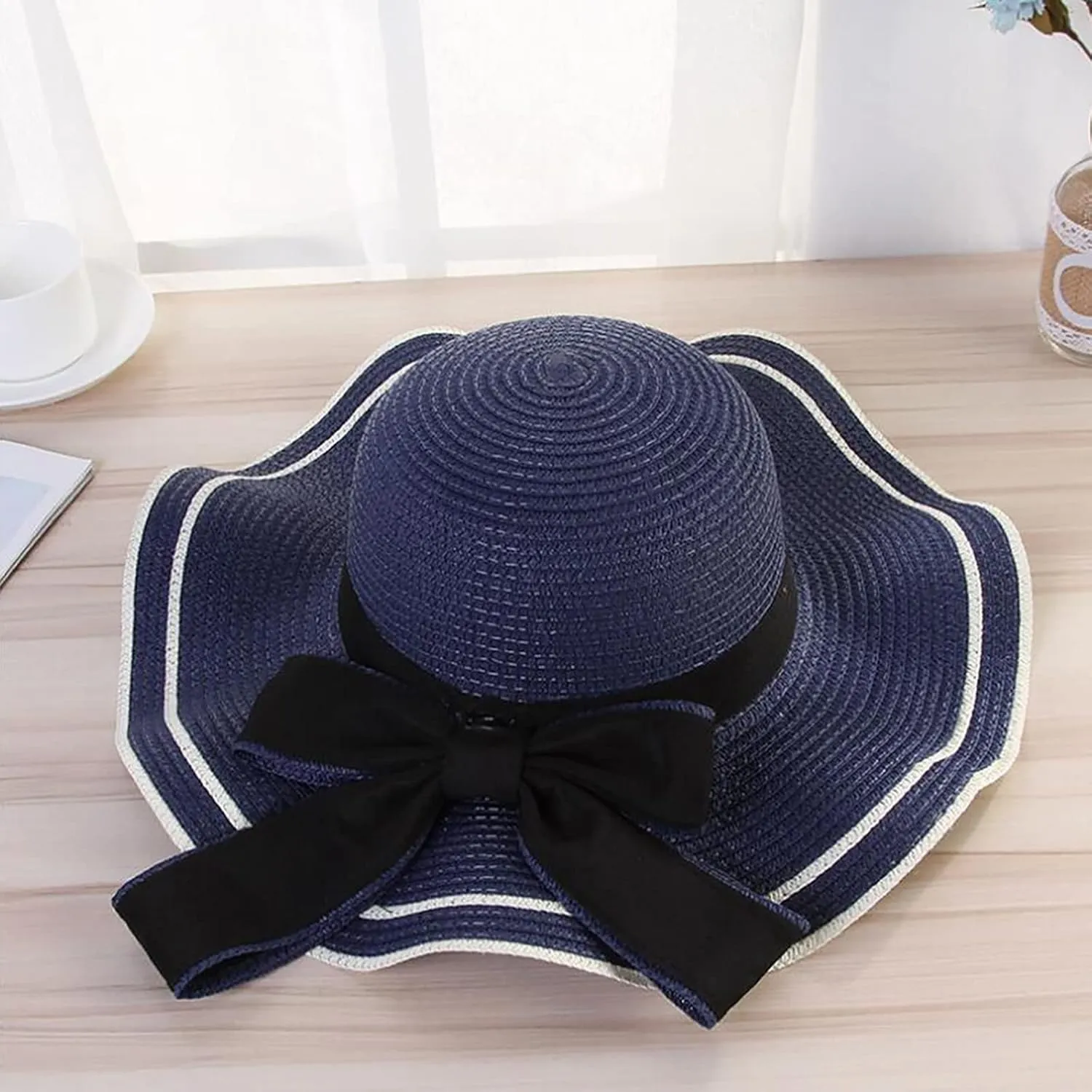 Women's Sun Visor Hats Wide Brim Straw Beach Hat Wide Brim Derby Hats Floppy Straw Hat Foldable Packable Summer Hats