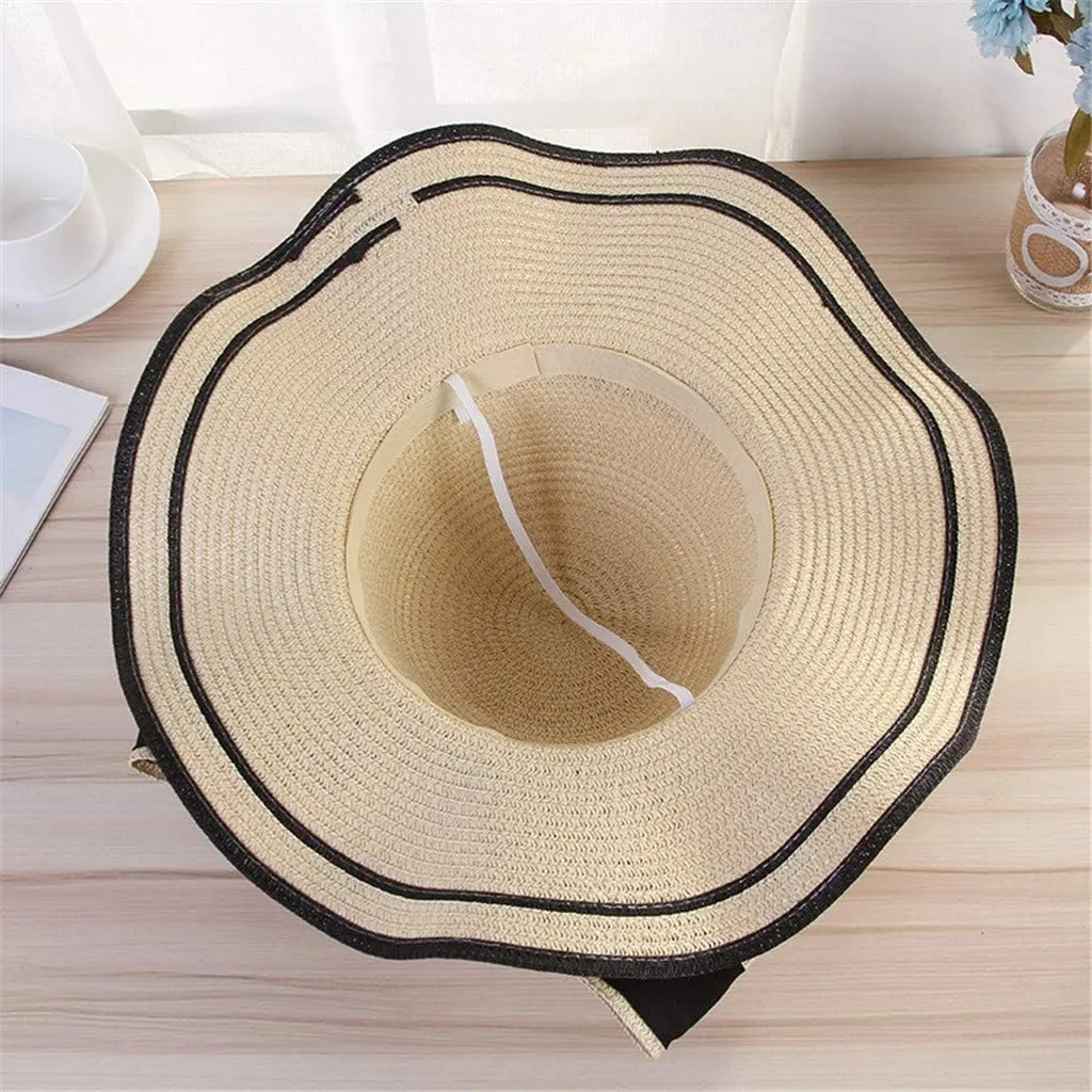 Women's Sun Visor Hats Wide Brim Straw Beach Hat Wide Brim Derby Hats Floppy Straw Hat Foldable Packable Summer Hats