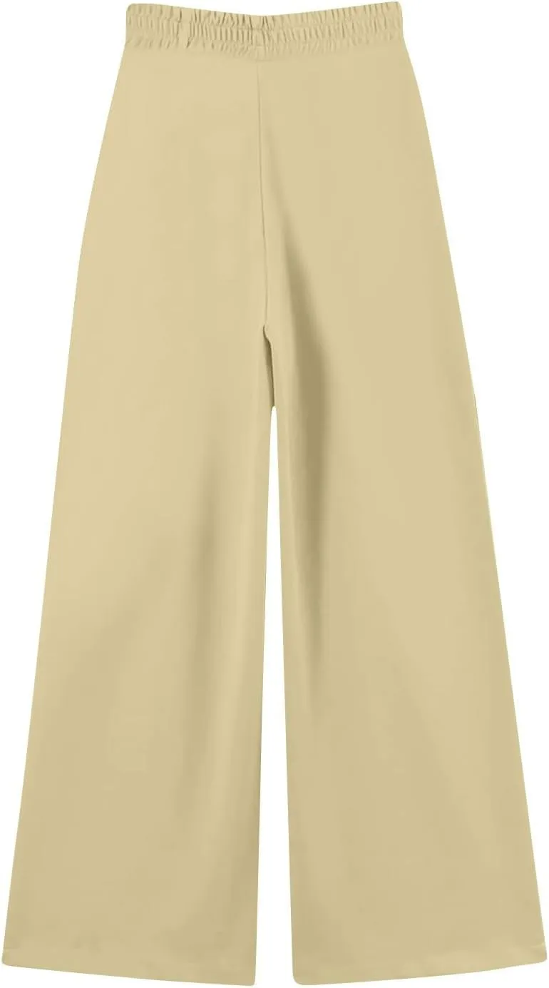 Womens Sweatpants Y2k Fleece Lined Wide Leg Joggers with Pockets Loose Fit Elastic High Waisted Workout Track Pants