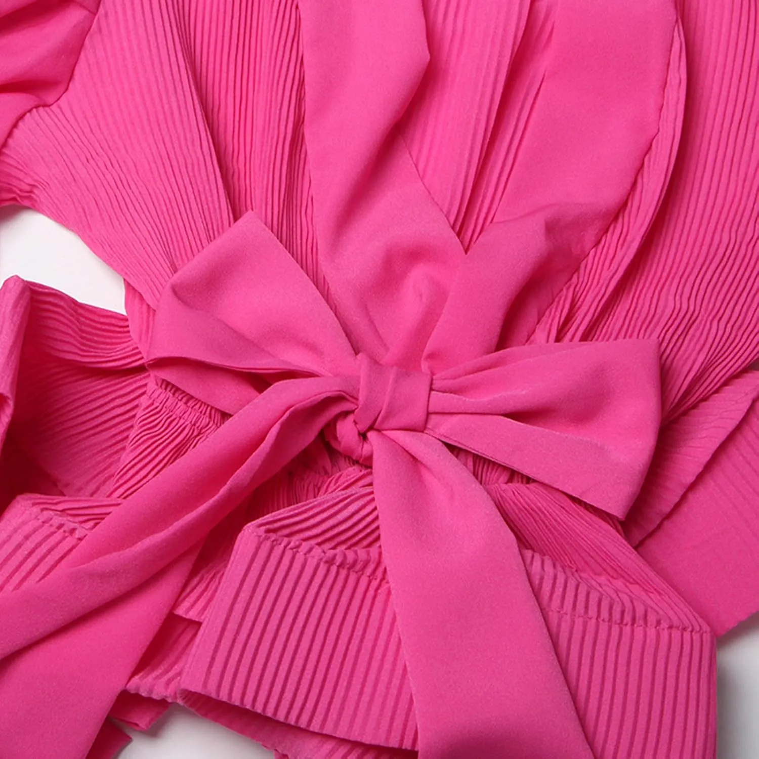 Womens V Neck Puff Long Sleeve Shirt Tops Pleated Ruffles Front Lace Up Fashion Casual Blouse