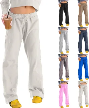 Womens Wide Leg Sweatpants Casual Drawstring High Waisted Workout Track Pants Baggy Lounge Pants with Pockets