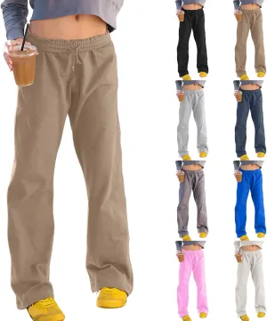Womens Wide Leg Sweatpants Casual Drawstring High Waisted Workout Track Pants Baggy Lounge Pants with Pockets