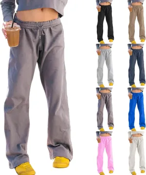 Womens Wide Leg Sweatpants Casual Drawstring High Waisted Workout Track Pants Baggy Lounge Pants with Pockets