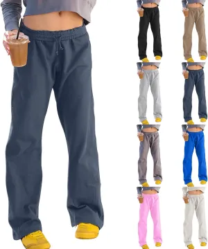 Womens Wide Leg Sweatpants Casual Drawstring High Waisted Workout Track Pants Baggy Lounge Pants with Pockets