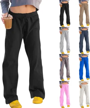 Womens Wide Leg Sweatpants Casual Drawstring High Waisted Workout Track Pants Baggy Lounge Pants with Pockets