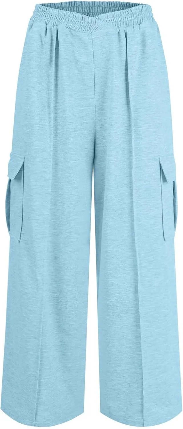 Womens Wide Leg Sweatpants High Waisted Straight Leg Baggy Pants Drawstring Athletic Joggers Warm Clothes 2025