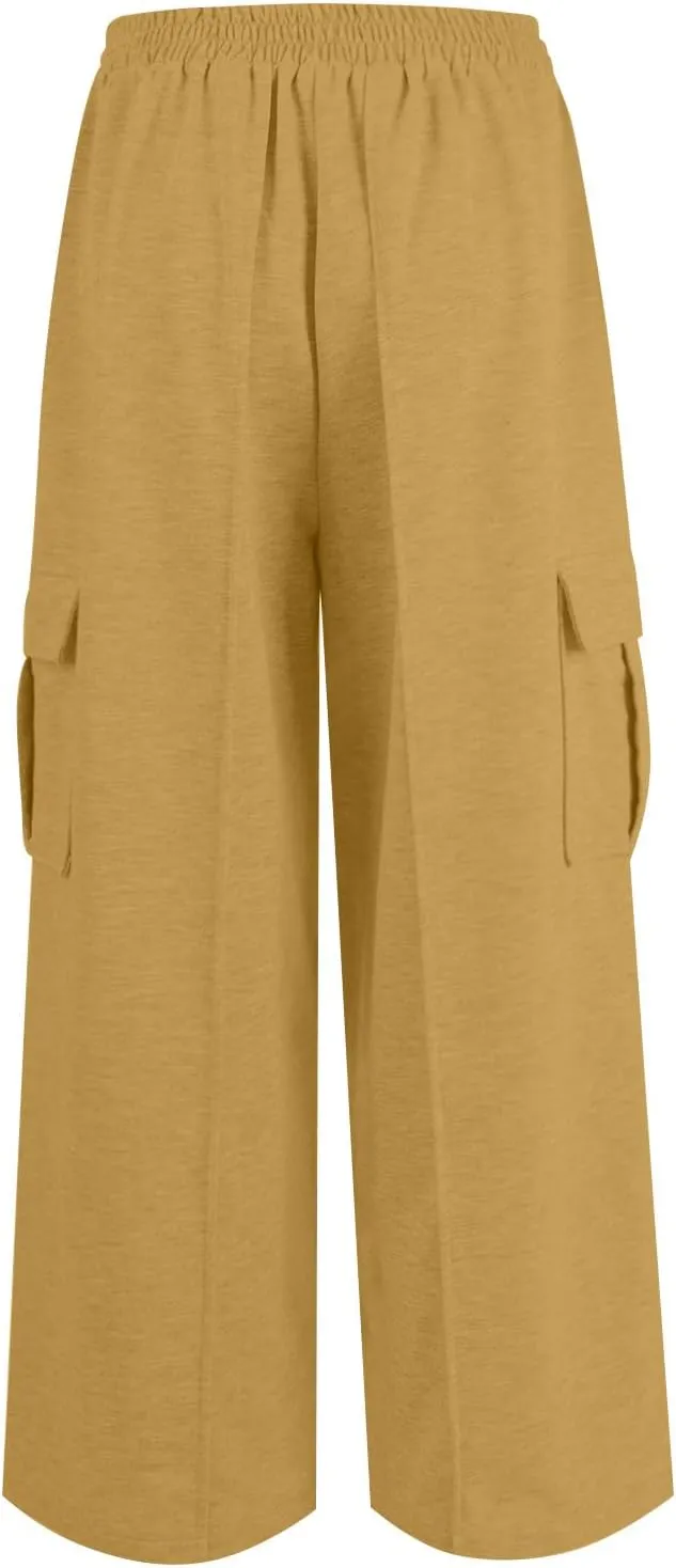 Womens Wide Leg Sweatpants High Waisted Straight Leg Baggy Pants Drawstring Athletic Joggers Warm Clothes 2025