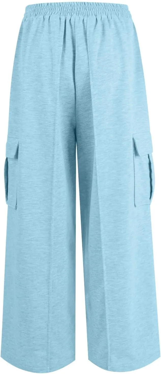 Womens Wide Leg Sweatpants High Waisted Straight Leg Baggy Pants Drawstring Athletic Joggers Warm Clothes 2025
