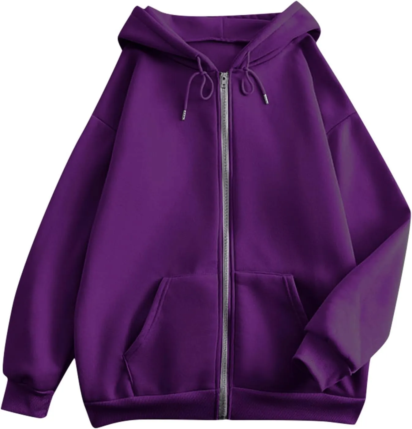 Womens Zip Up Hoodies Long Sleeve Oversized Sweatshirts Y2K Jacket Pockets Patchwork Design T-Shirt Hoodie for Women