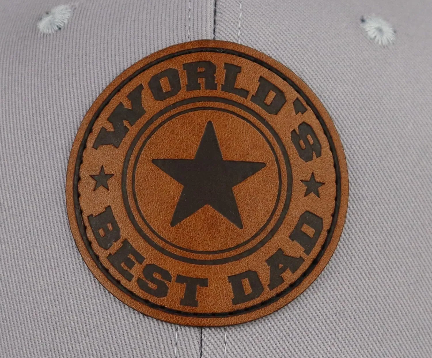 World Best Dad Ever Trucker Hat with Leather Patch, Adjustable Embroidered Washed Cotton Father Day Daddy Baseball Cap