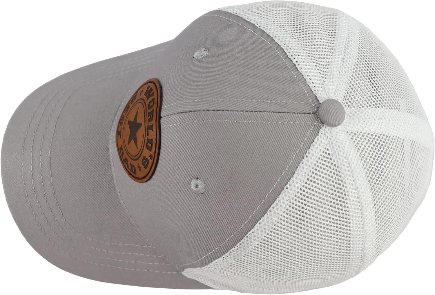 World Best Dad Ever Trucker Hat with Leather Patch, Adjustable Embroidered Washed Cotton Father Day Daddy Baseball Cap