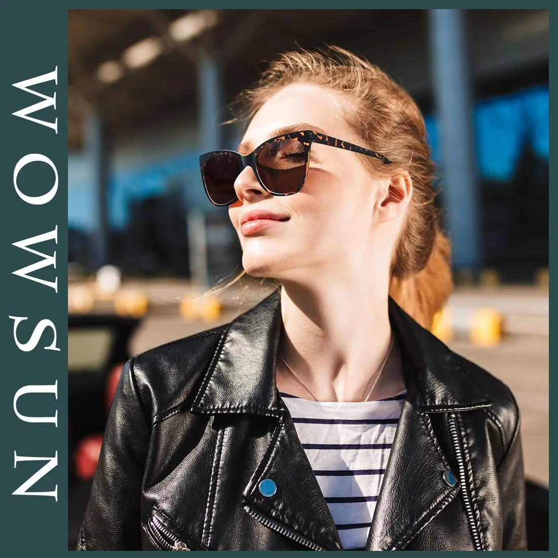 WOWSUN Large Polarized Cat Eye Sunglasses for Women