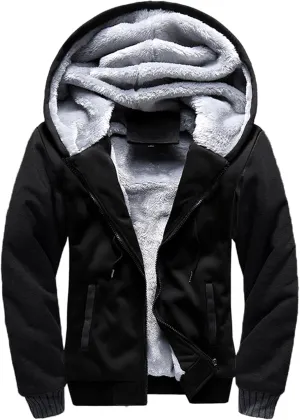XIAXOGOOL Zipup Hoodie For Men Plus Size Fleece Jacket Heavyweight Sherpa Lined Hooded Sweatshirt Warm Thickened Winter Coat