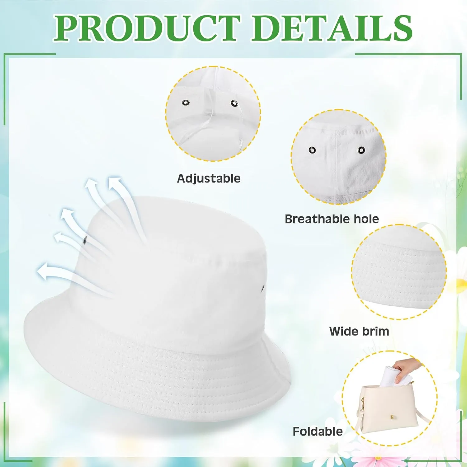 Xtinmee 36 Pcs Washed Cotton Bucket Hats Bulk Packable Unisex Trendy Lightweight Travel Summer Sun Hats for Women Men