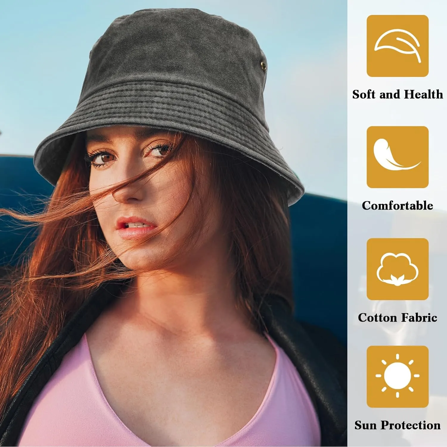 Xtinmee 36 Pcs Washed Cotton Bucket Hats Bulk Packable Unisex Trendy Lightweight Travel Summer Sun Hats for Women Men