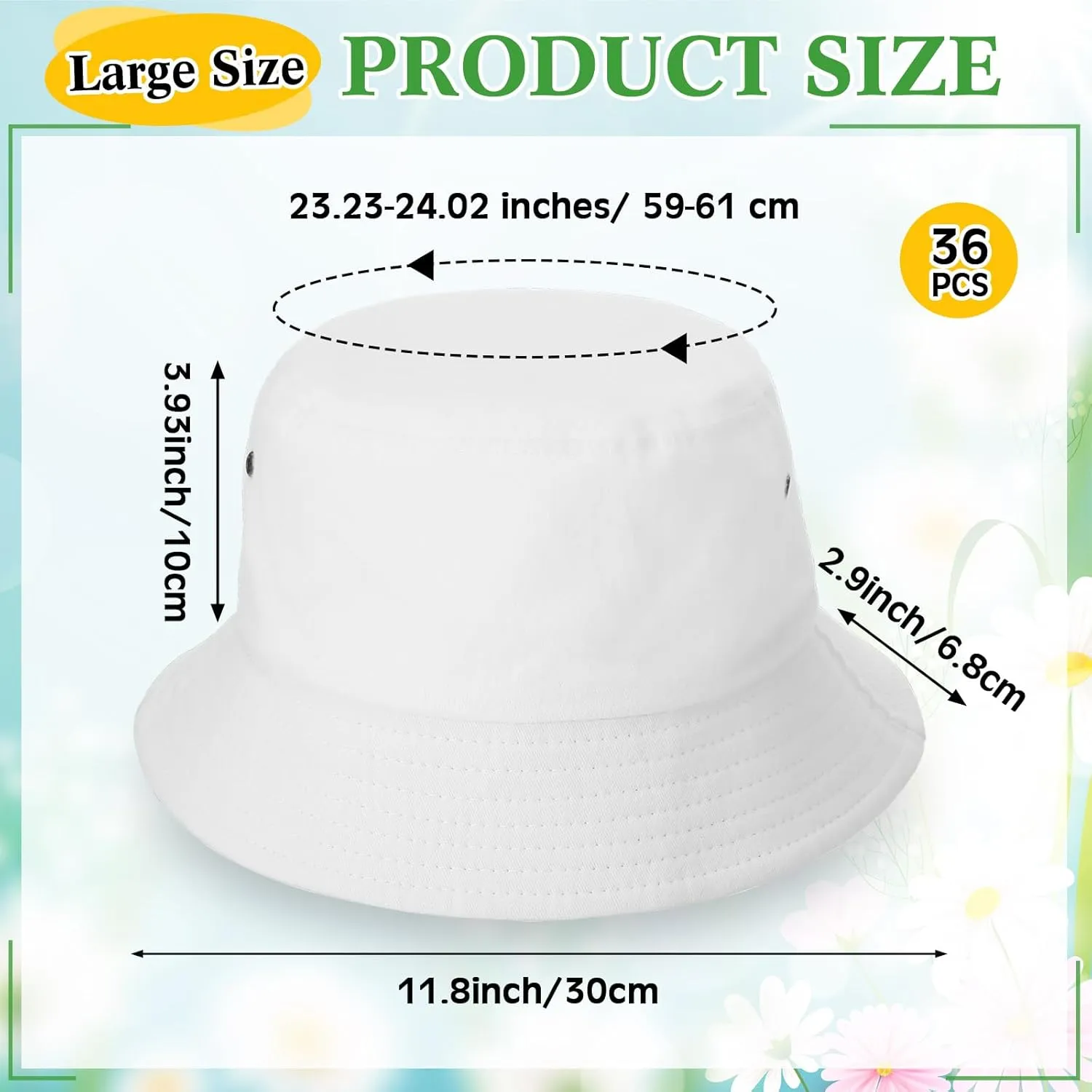 Xtinmee 36 Pcs Washed Cotton Bucket Hats Bulk Packable Unisex Trendy Lightweight Travel Summer Sun Hats for Women Men