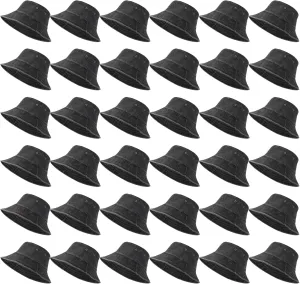 Xtinmee 36 Pcs Washed Cotton Bucket Hats Bulk Packable Unisex Trendy Lightweight Travel Summer Sun Hats for Women Men