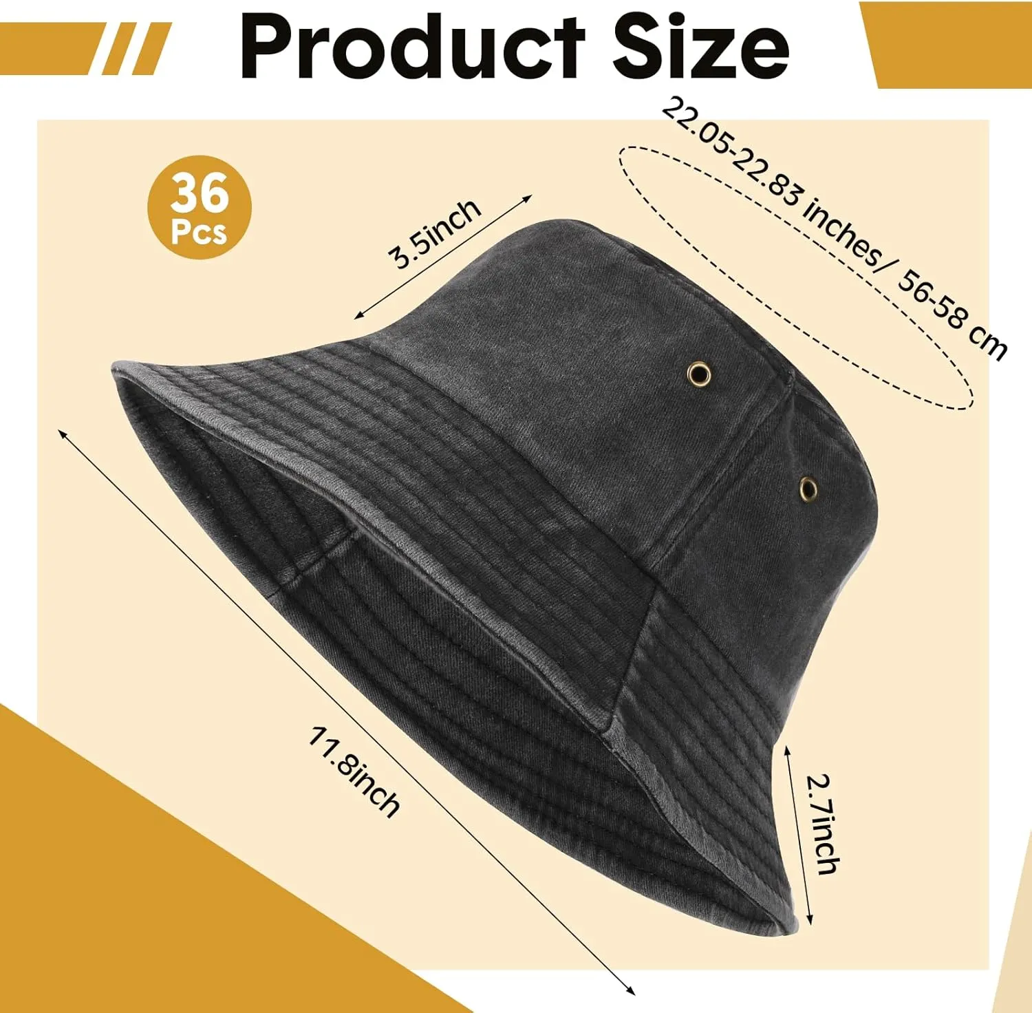 Xtinmee 36 Pcs Washed Cotton Bucket Hats Bulk Packable Unisex Trendy Lightweight Travel Summer Sun Hats for Women Men