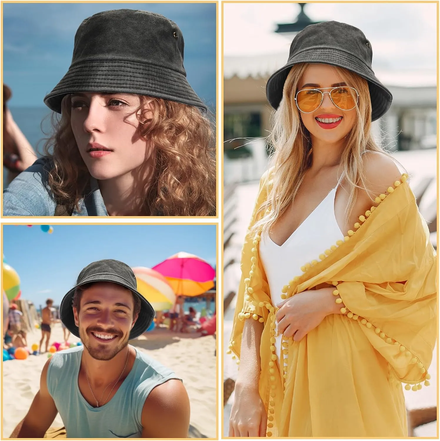 Xtinmee 36 Pcs Washed Cotton Bucket Hats Bulk Packable Unisex Trendy Lightweight Travel Summer Sun Hats for Women Men