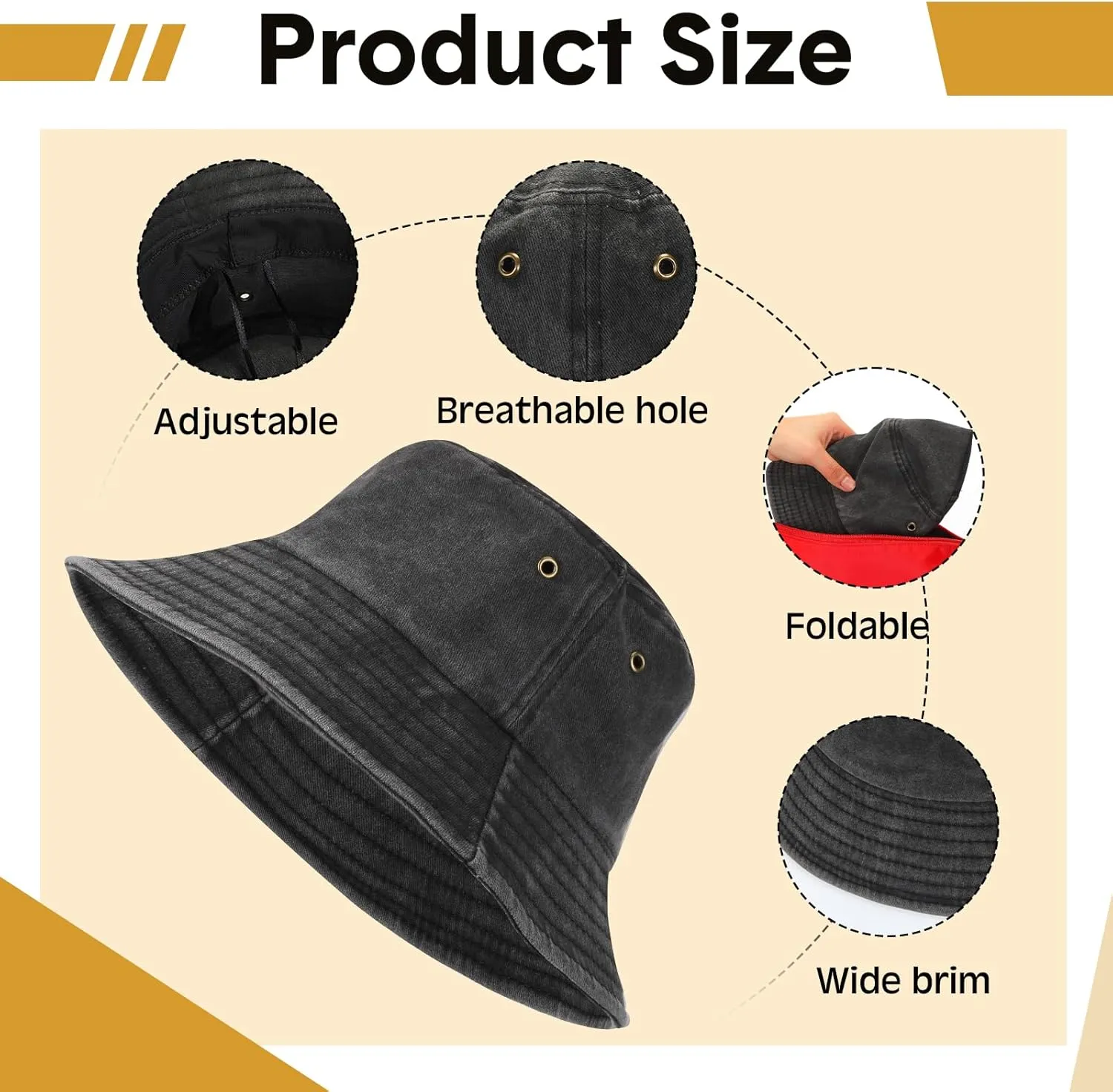 Xtinmee 36 Pcs Washed Cotton Bucket Hats Bulk Packable Unisex Trendy Lightweight Travel Summer Sun Hats for Women Men