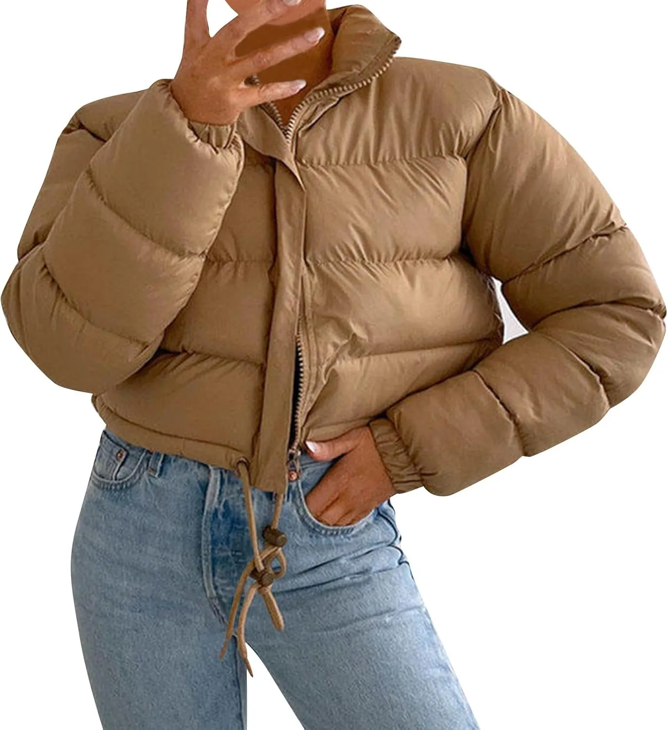 XUETON Women's Casual Zip Up Anork Jackets Fleece Lined Downs Puffer Jacket Jackets Padded Peacoat Outwear Trenchcoat