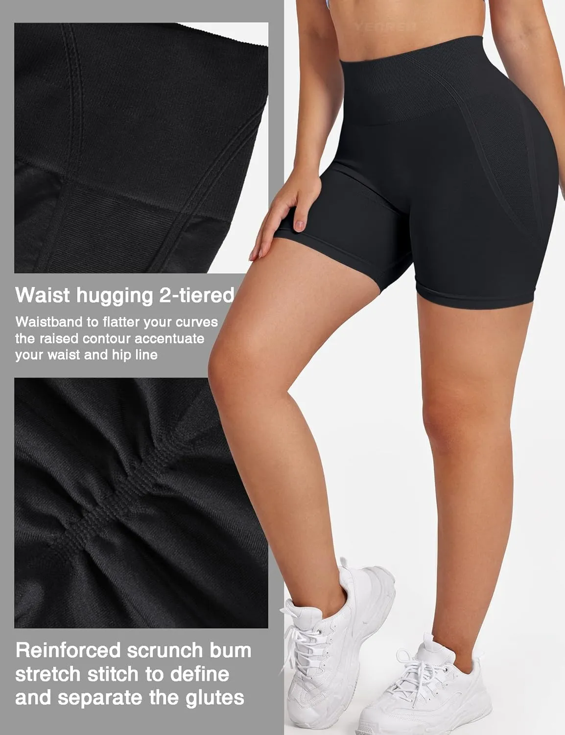 YEOREO Dora Seamless Scrunch Workout Shorts for Women High Waisted Butt Lifting Gym Yoga Biker Shorts