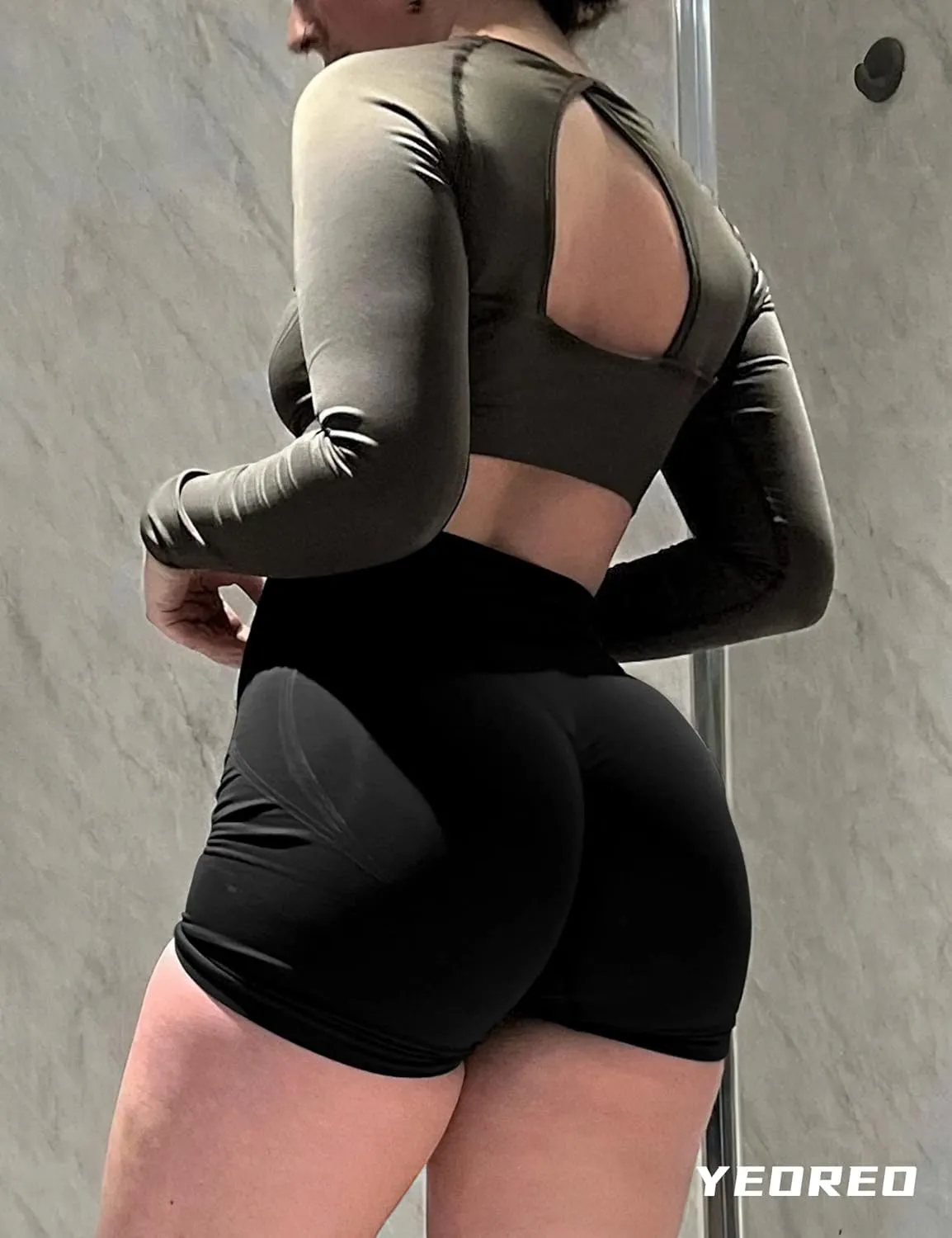 YEOREO Dora Seamless Scrunch Workout Shorts for Women High Waisted Butt Lifting Gym Yoga Biker Shorts