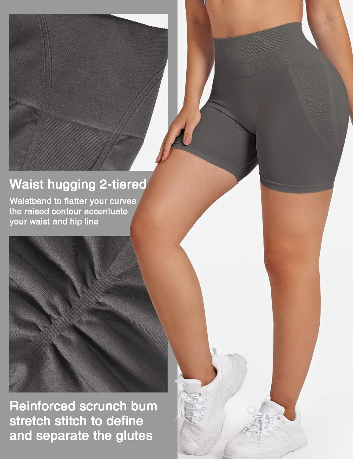 YEOREO Dora Seamless Scrunch Workout Shorts for Women High Waisted Butt Lifting Gym Yoga Biker Shorts