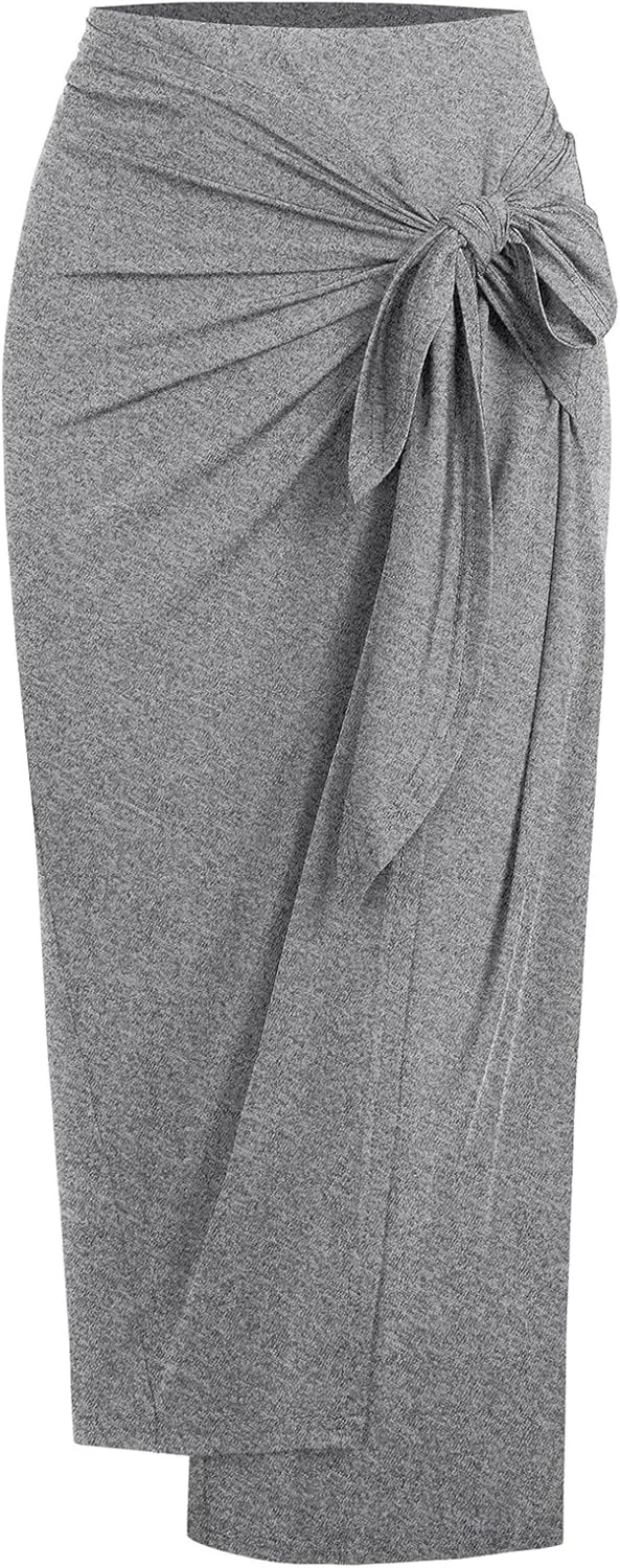 ZAFUL Women's Boho Skirt Asymmetrical Skirts Tied Floral Paisley Printed High Waist Ruched Skirts for Women