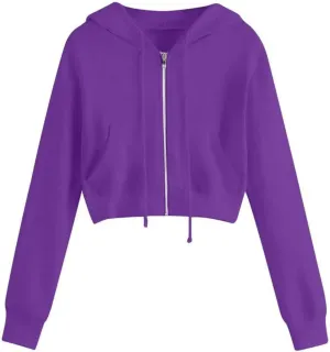 Zip Up Hoodie Women 2024 Long Sleeve Cropped Sweatshirts for Teen Girls Y2K Jacket with Pockets Fall Fashion Clothes
