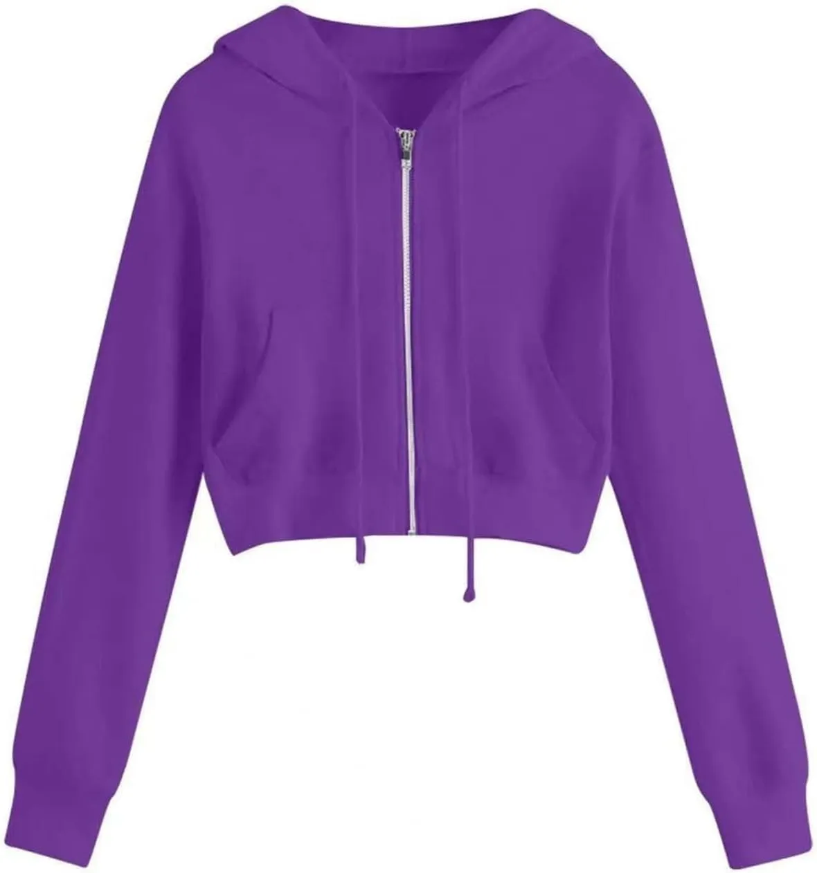 Zip Up Hoodie Women 2024 Long Sleeve Cropped Sweatshirts for Teen Girls Y2K Jacket with Pockets Fall Fashion Clothes