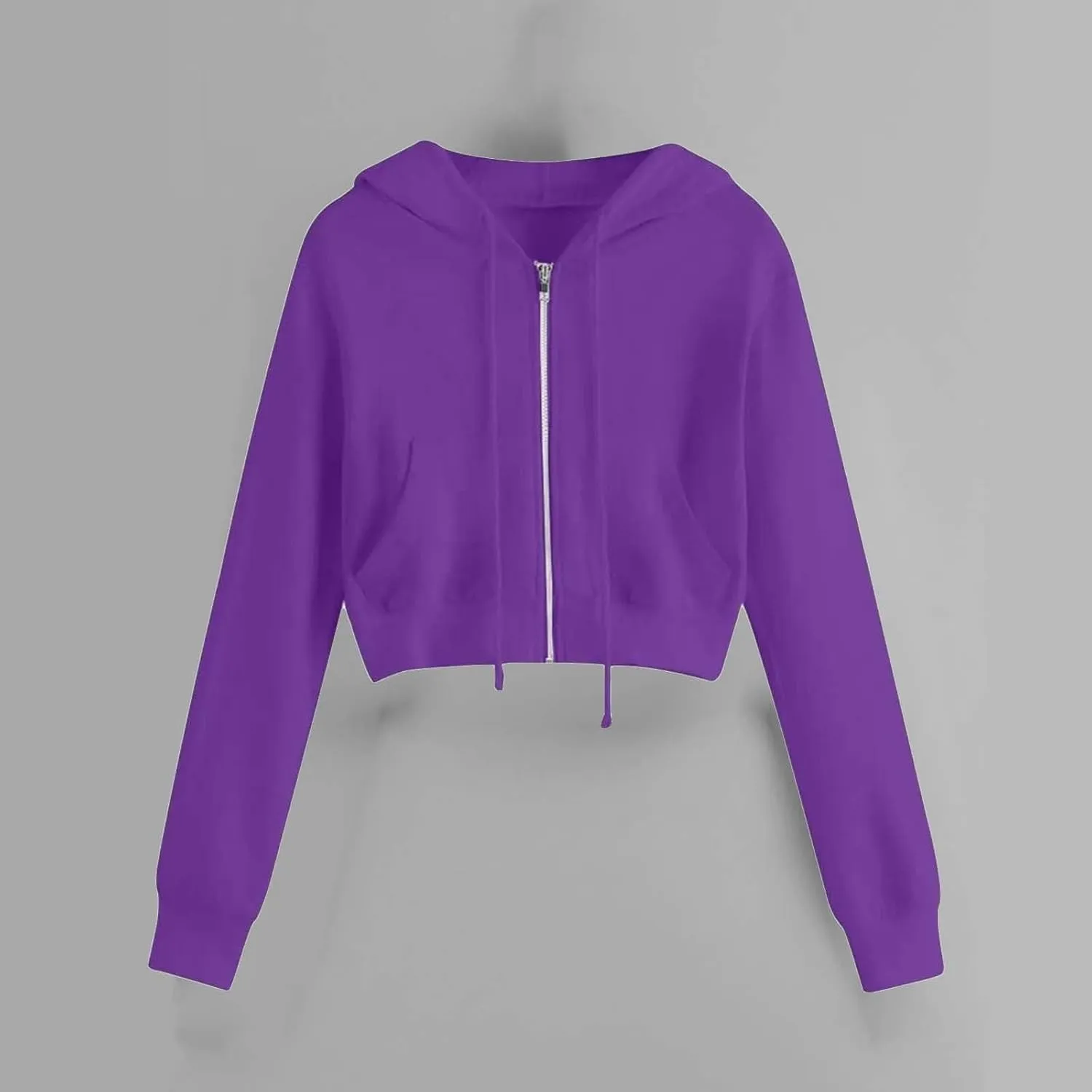Zip Up Hoodie Women 2024 Long Sleeve Cropped Sweatshirts for Teen Girls Y2K Jacket with Pockets Fall Fashion Clothes